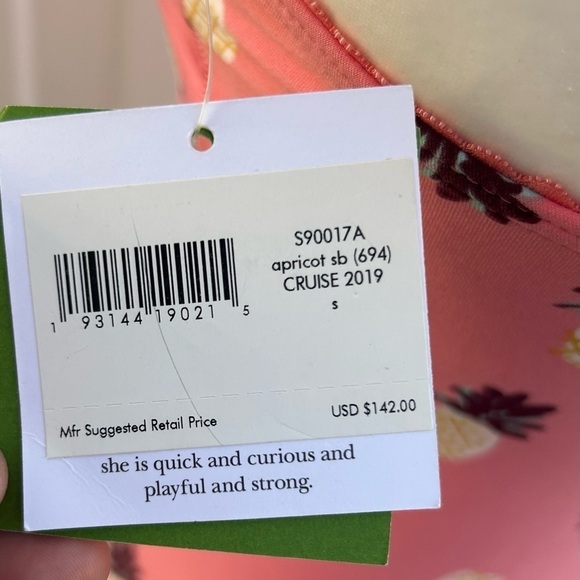 🍍Kate Spade NWT Laniakea Beach One Piece Apricot Pineapple Print Swimsuit Sz S - Picture 7 of 12
